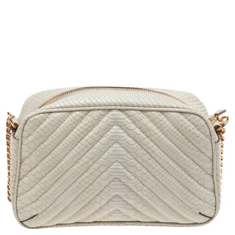 مملوكة مسبقًا Stella McCartney White Python Embossed Faux Leather Star Crossbody Bag