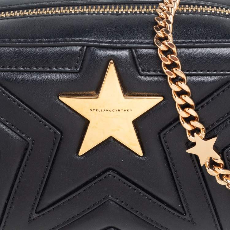 Pre Owned Stella McCartney Black Quilted Faux Leather Stella Star Crossbody Bag