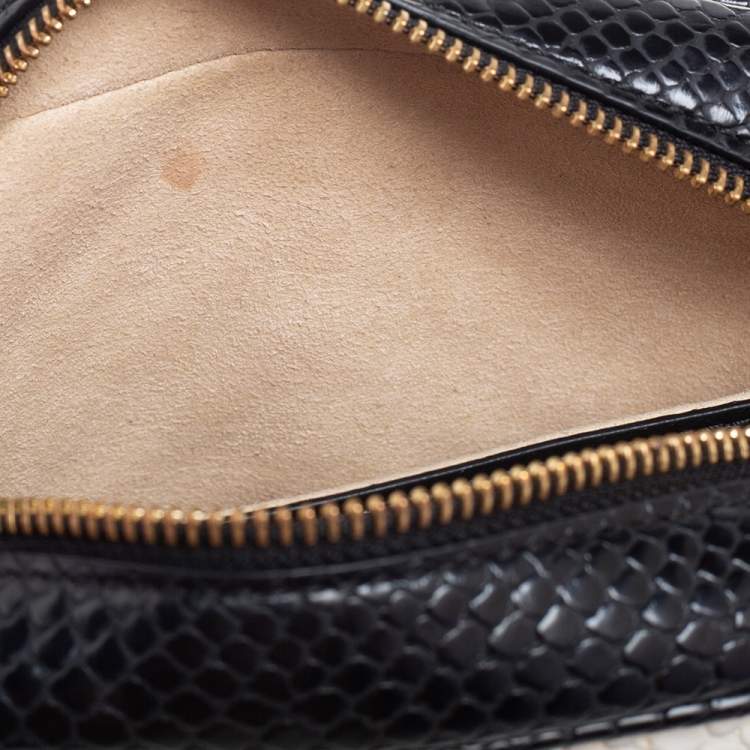 Pre Owned Stella McCartney White/Black Python Embossed Faux Leather Star Crossbody Bag