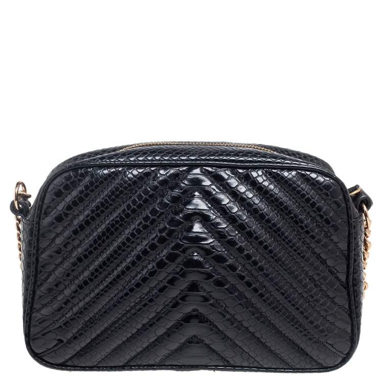 Pre Owned Stella McCartney White/Black Python Embossed Faux Leather Star Crossbody Bag