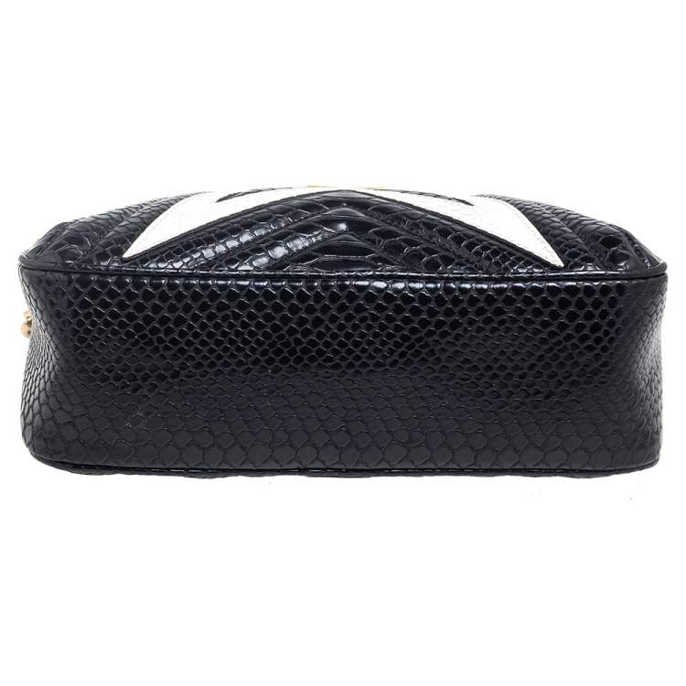 Pre Owned Stella McCartney White/Black Python Embossed Faux Leather Star Crossbody Bag