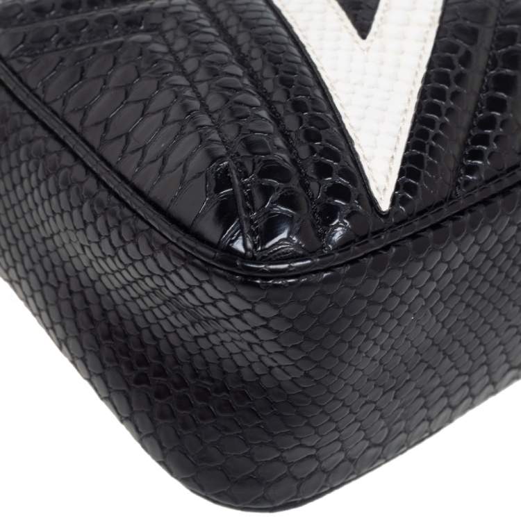 Pre Owned Stella McCartney White/Black Python Embossed Faux Leather Star Crossbody Bag