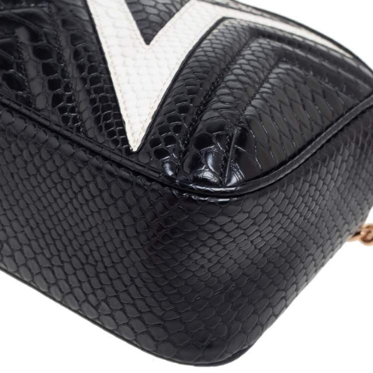 Pre Owned Stella McCartney White/Black Python Embossed Faux Leather Star Crossbody Bag