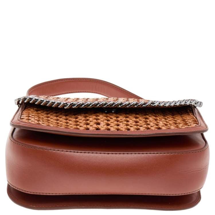 مملوكة مسبقًا Stella McCartney Copper/Tan Woven Faux Leather Falabella Box Shoulder Bag