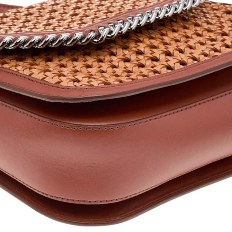 مملوكة مسبقًا Stella McCartney Copper/Tan Woven Faux Leather Falabella Box Shoulder Bag