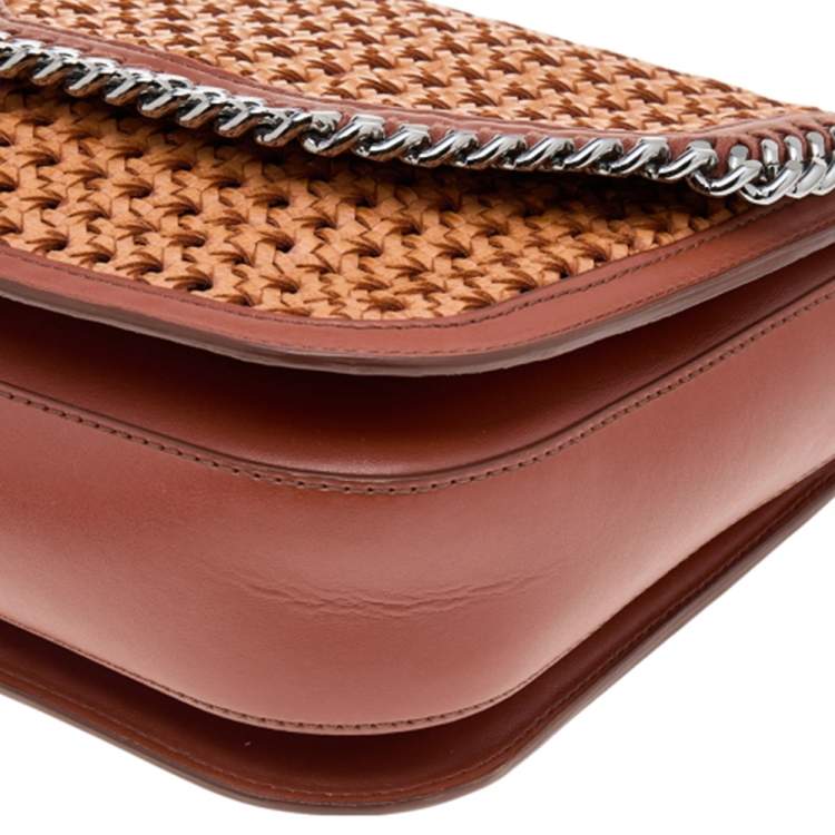 مملوكة مسبقًا Stella McCartney Copper/Tan Woven Faux Leather Falabella Box Shoulder Bag