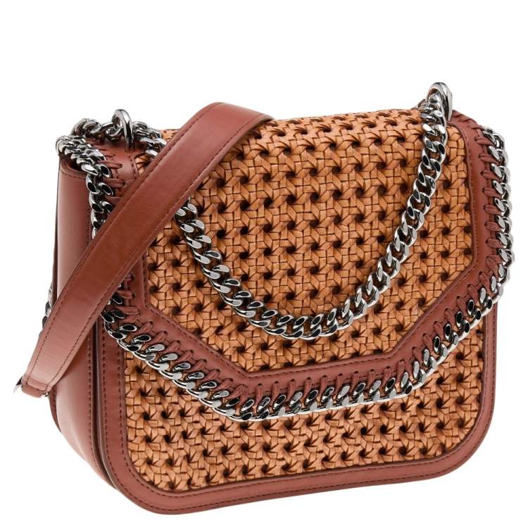 مملوكة مسبقًا Stella McCartney Copper/Tan Woven Faux Leather Falabella Box Shoulder Bag