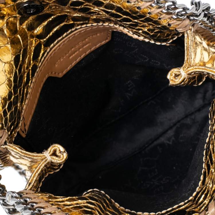 Pre Owned Stella McCartney Gold Faux Python Leather Tiny Falabella Tote