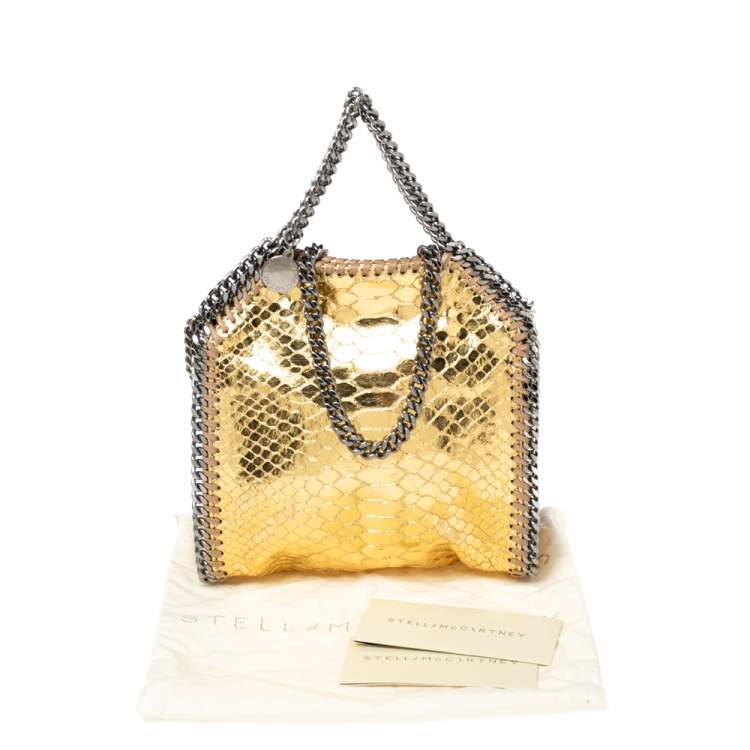 Pre Owned Stella McCartney Gold Faux Python Leather Tiny Falabella Tote
