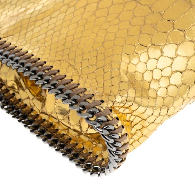 Pre Owned Stella McCartney Gold Faux Python Leather Tiny Falabella Tote
