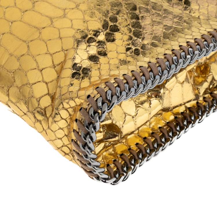 Pre Owned Stella McCartney Gold Faux Python Leather Tiny Falabella Tote