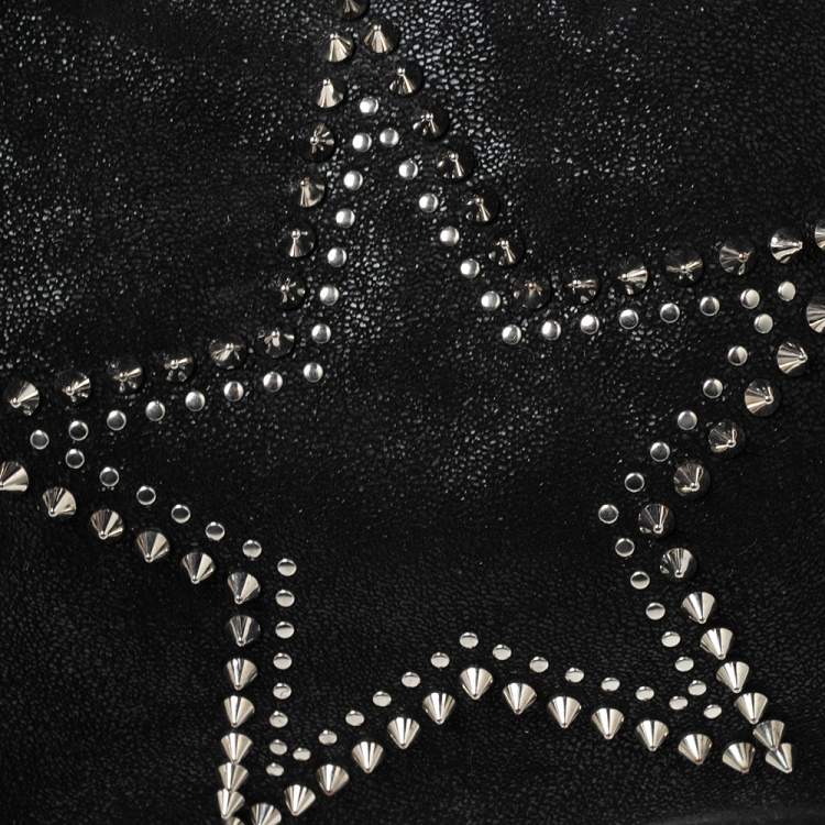 Pre Owned Stella McCartney Black Faux Suede Mini Falabella Star Studded Tote