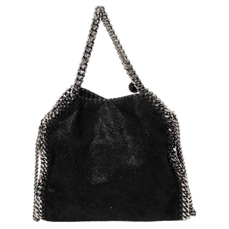 Pre Owned Stella McCartney Black Faux Suede Mini Falabella Star Studded Tote