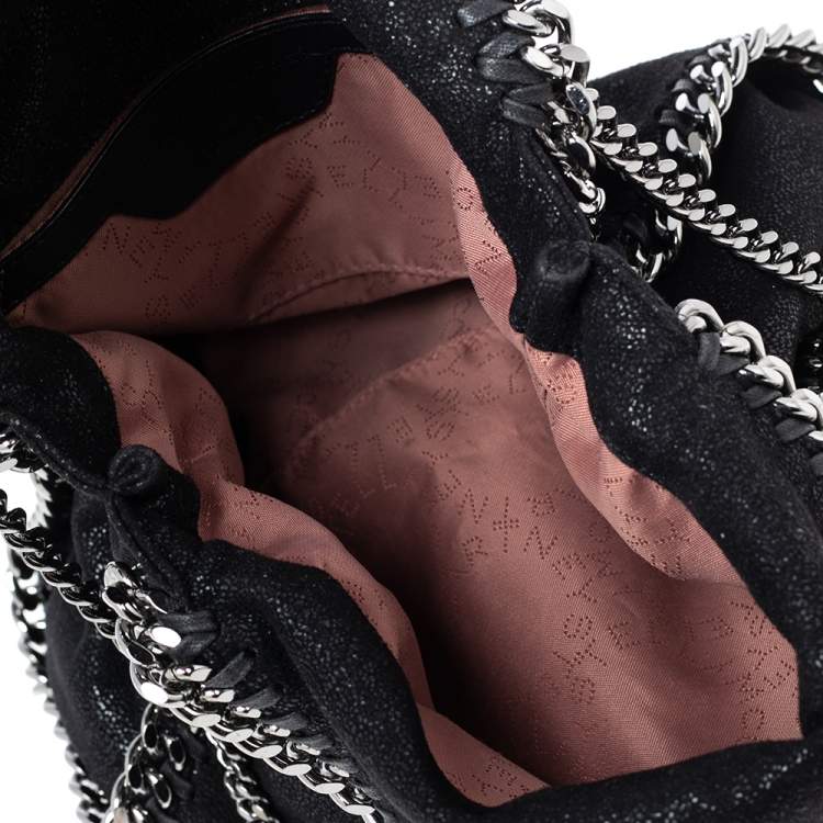Pre Owned Stella McCartney Black Faux Suede Mini Falabella Star Studded Tote