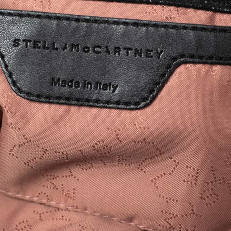 Pre Owned Stella McCartney Black Faux Suede Mini Falabella Star Studded Tote