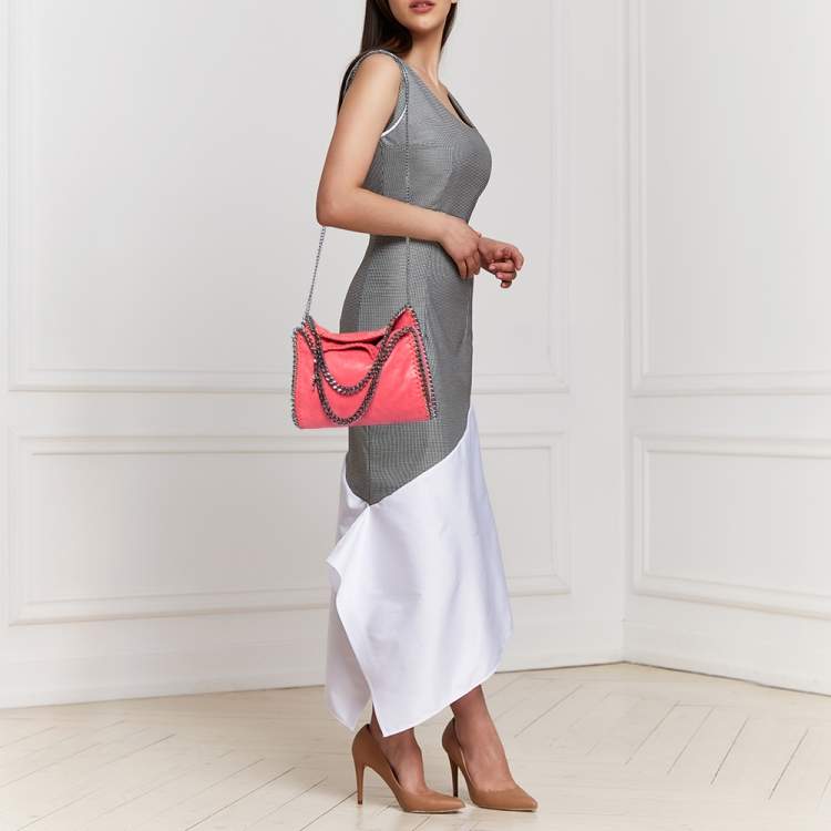 Pre Owned Stella McCartney Orange Faux Suede Mini Falabella Tote