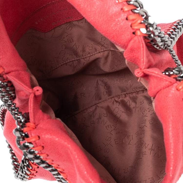 Pre Owned Stella McCartney Orange Faux Suede Mini Falabella Tote