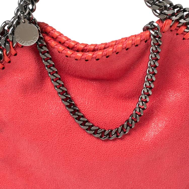 Pre Owned Stella McCartney Orange Faux Suede Mini Falabella Tote