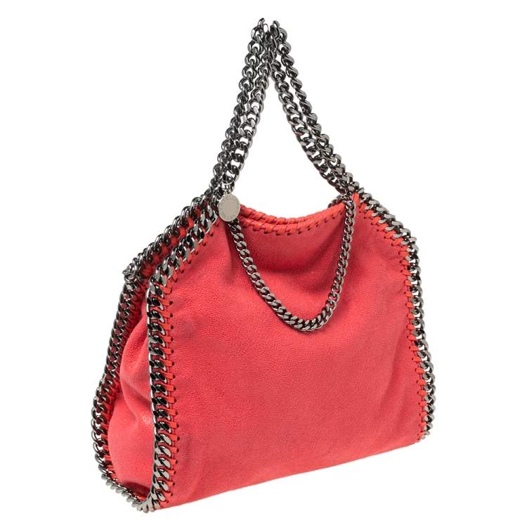Pre Owned Stella McCartney Orange Faux Suede Mini Falabella Tote