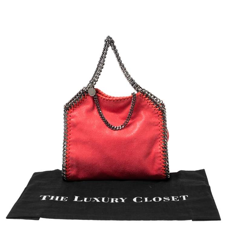 Pre Owned Stella McCartney Orange Faux Suede Mini Falabella Tote