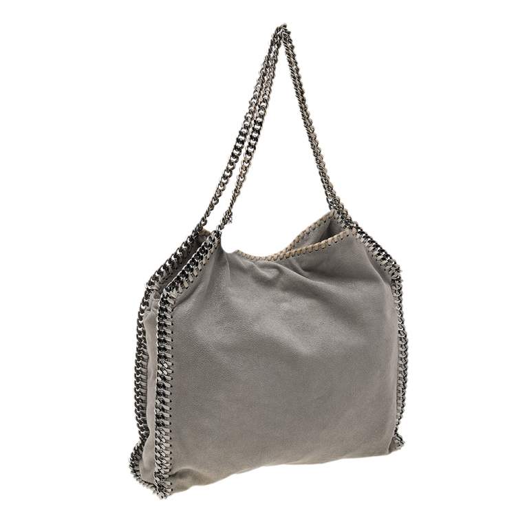 Pre Owned Stella McCartney Grey Shimmer Faux Suede Small Falabella Tote