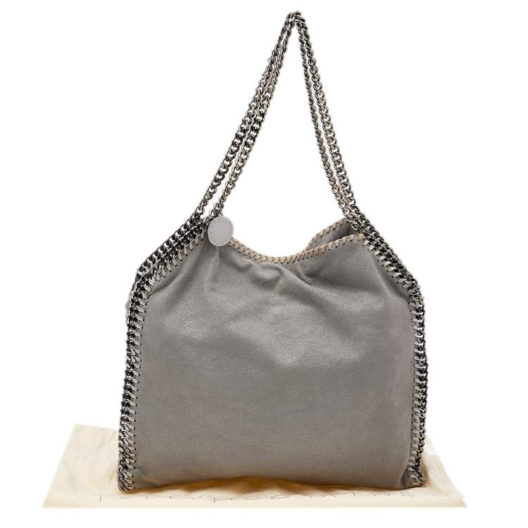 Pre Owned Stella McCartney Grey Shimmer Faux Suede Small Falabella Tote