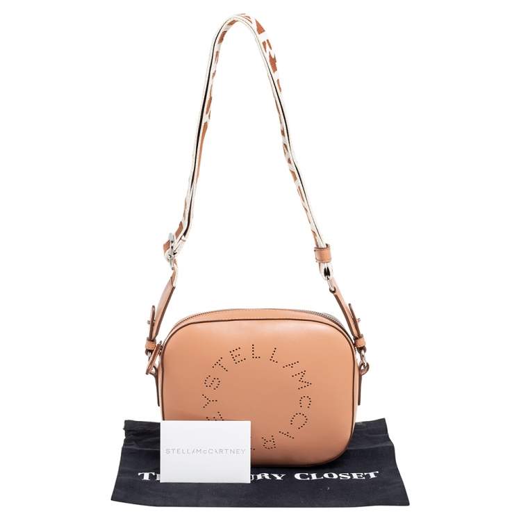 مملوكة مسبقًا Stella McCartney Brown Faux Leather Perforated Logo Mini Camera Bag