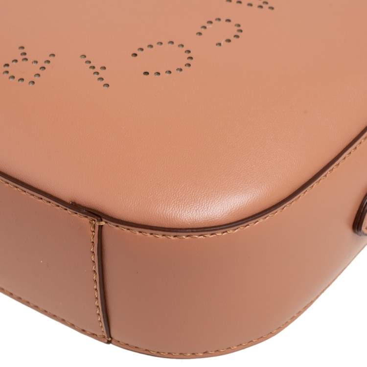 مملوكة مسبقًا Stella McCartney Brown Faux Leather Perforated Logo Mini Camera Bag