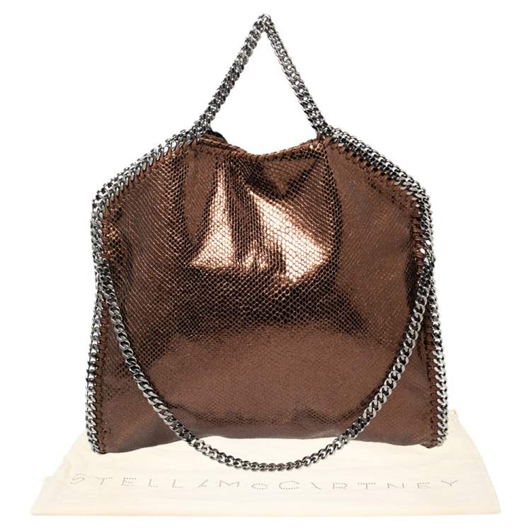 مملوكة مسبقًا Stella McCartney Metallic Brown Faux Snakeskin Leather Small Falabella Tote