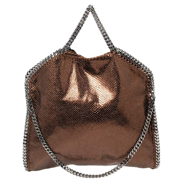 مملوكة مسبقًا Stella McCartney Metallic Brown Faux Snakeskin Leather Small Falabella Tote