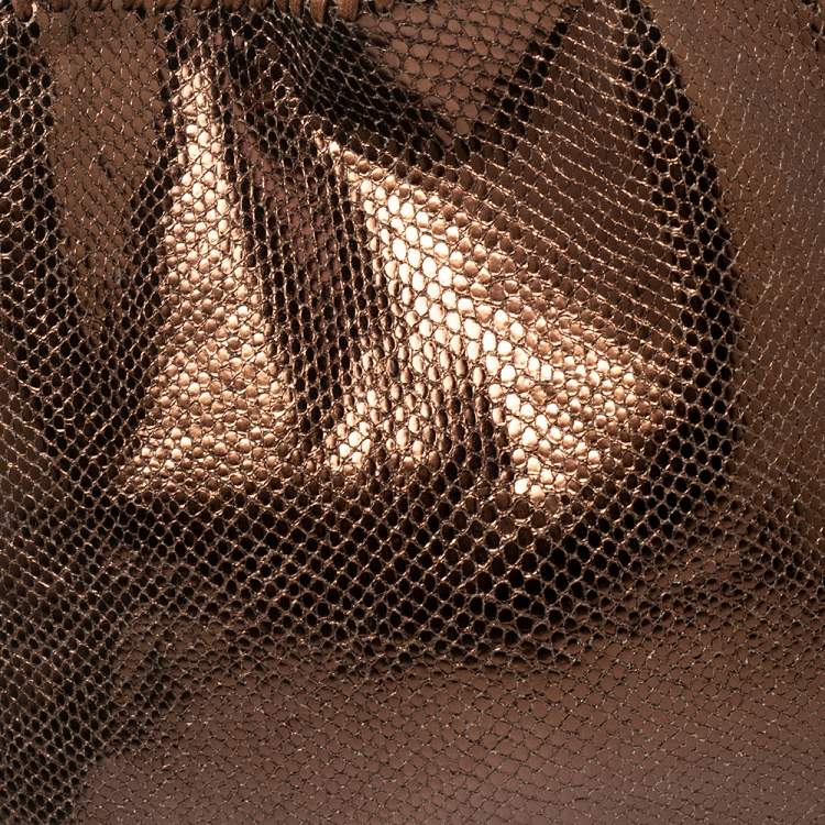 مملوكة مسبقًا Stella McCartney Metallic Brown Faux Snakeskin Leather Small Falabella Tote