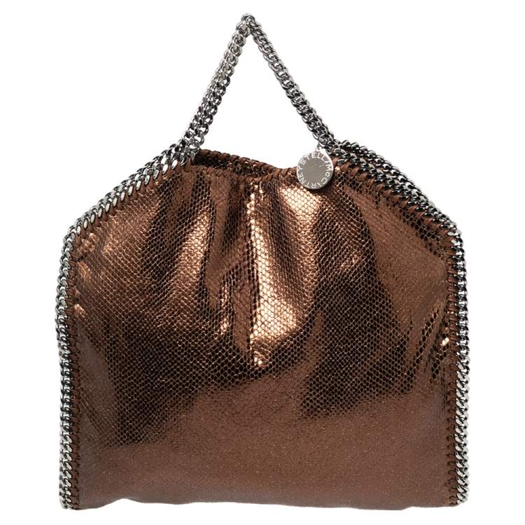 مملوكة مسبقًا Stella McCartney Metallic Brown Faux Snakeskin Leather Small Falabella Tote