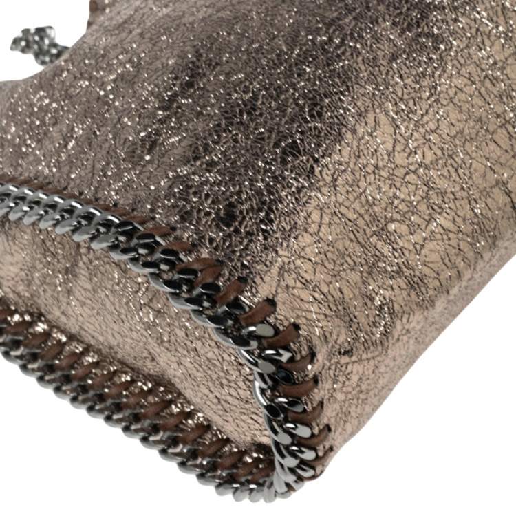 مملوكة مسبقًا Stella McCartney Metallic Gold Crackled Faux Leather Mini Falabella Tote