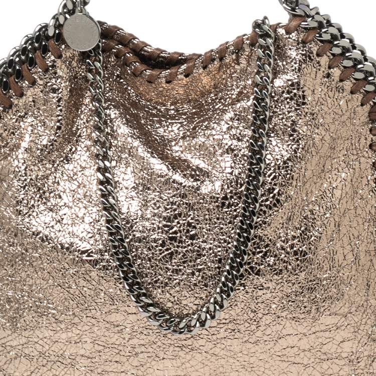 مملوكة مسبقًا Stella McCartney Metallic Gold Crackled Faux Leather Mini Falabella Tote