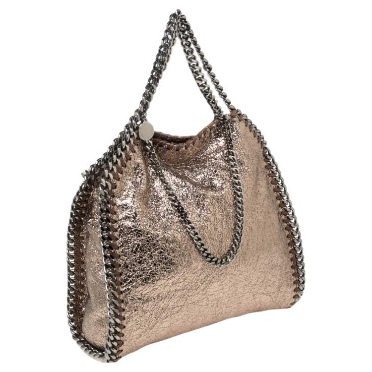 مملوكة مسبقًا Stella McCartney Metallic Gold Crackled Faux Leather Mini Falabella Tote
