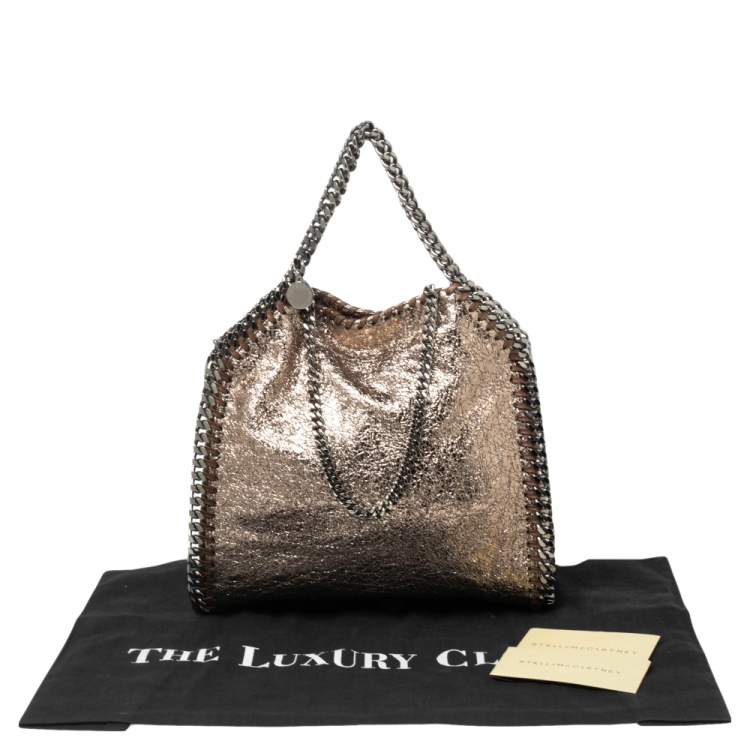 مملوكة مسبقًا Stella McCartney Metallic Gold Crackled Faux Leather Mini Falabella Tote