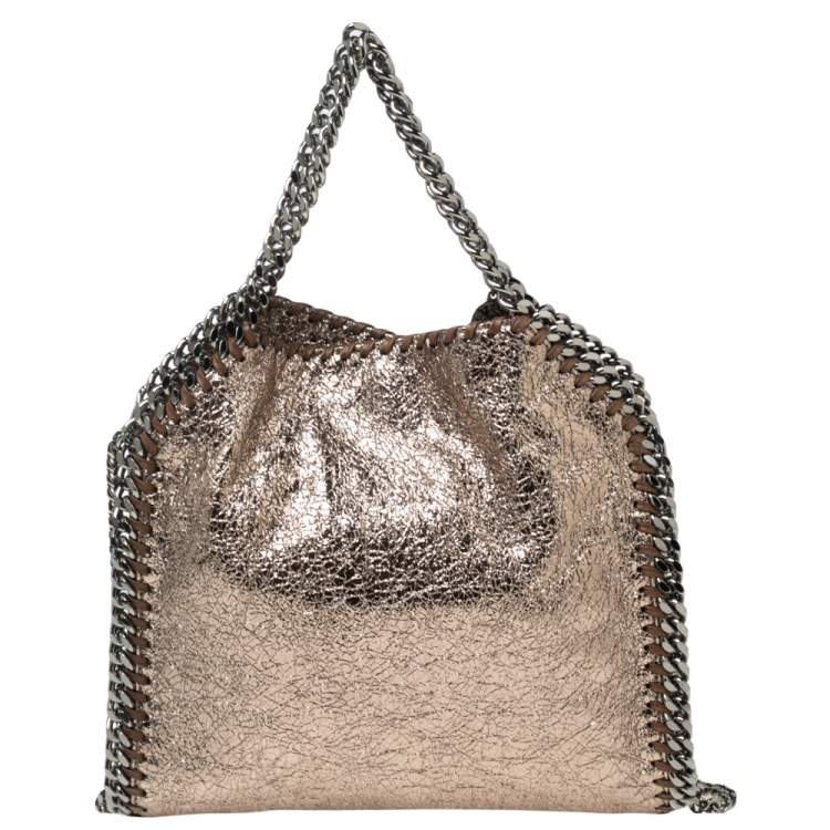 مملوكة مسبقًا Stella McCartney Metallic Gold Crackled Faux Leather Mini Falabella Tote