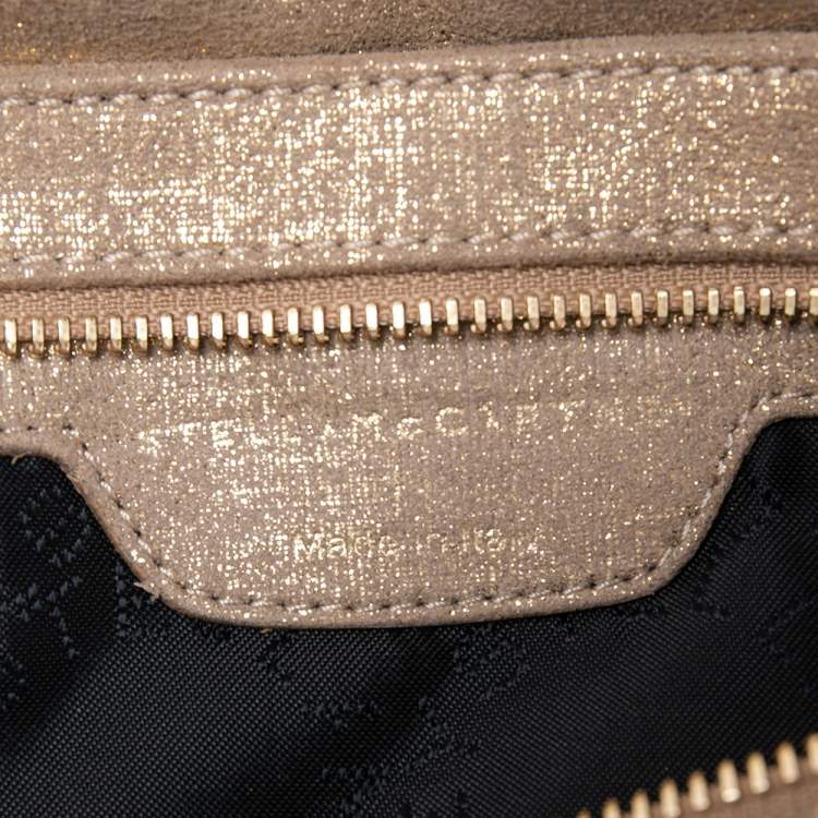 Pre Owned Stella McCartney Gold/Beige Shimmering Fabric Falabella Foldover Clutch
