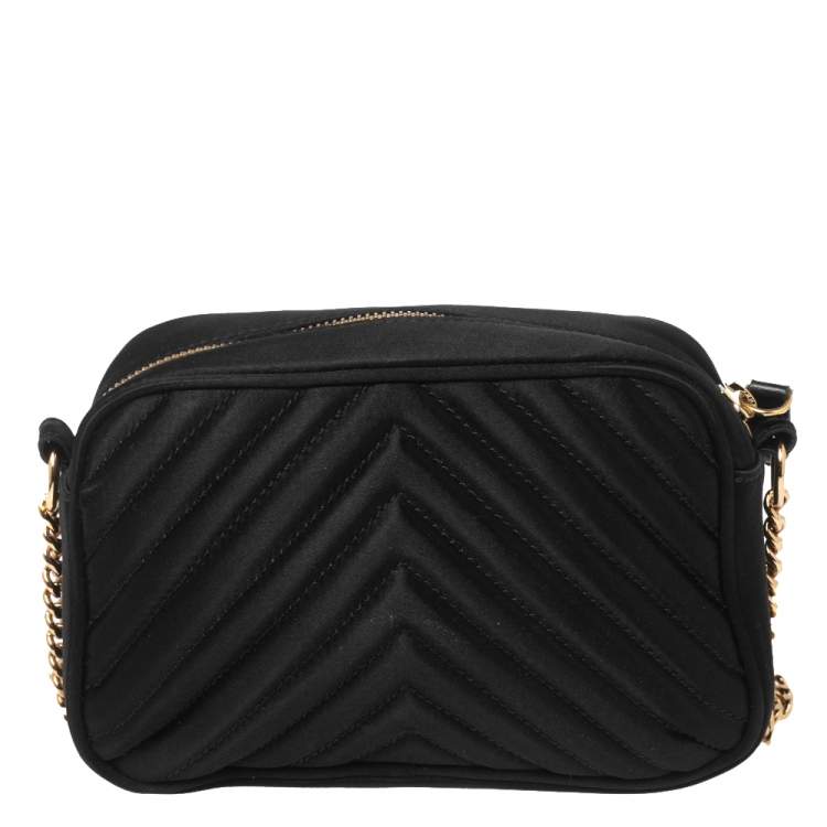 Pre Owned Stella McCartney Black Quilted Satin Stella Star Crossbody Bag