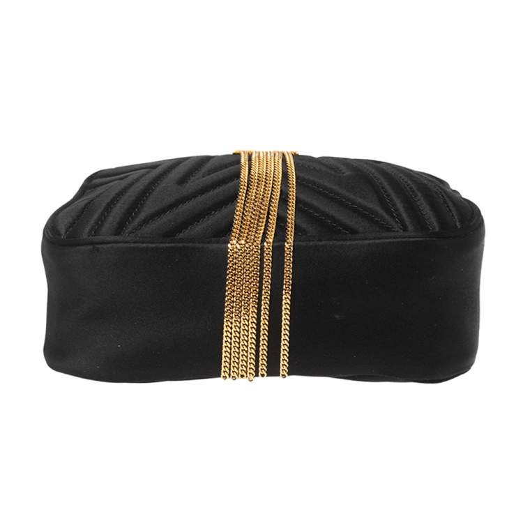 Pre Owned Stella McCartney Black Quilted Satin Stella Star Crossbody Bag