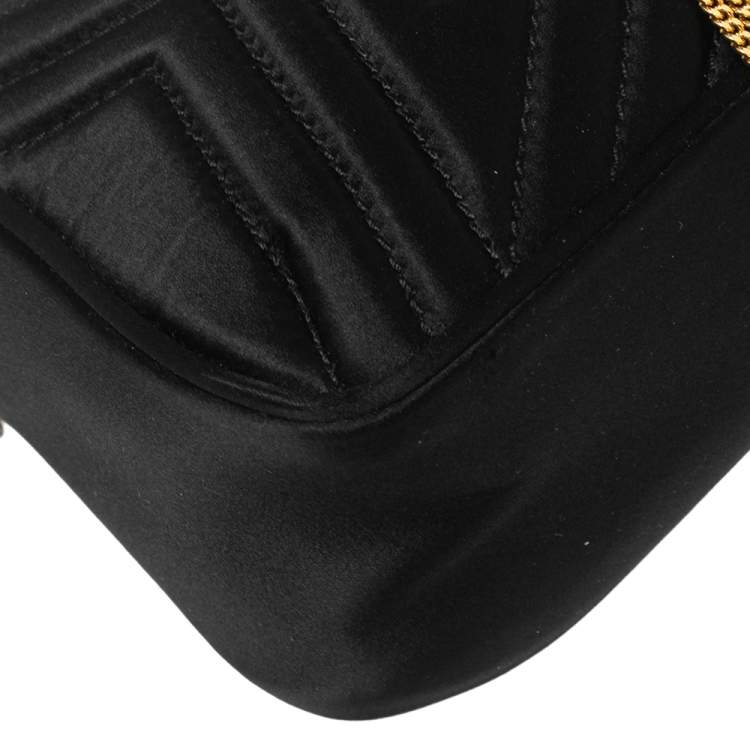 Pre Owned Stella McCartney Black Quilted Satin Stella Star Crossbody Bag