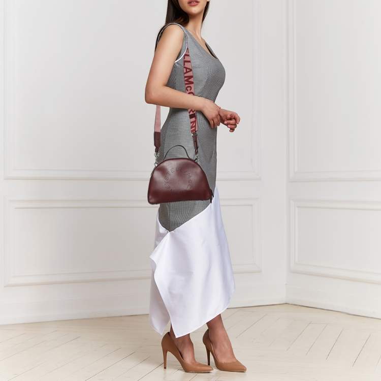 Pre Owned Stella McCartney Burgundy Faux Leather Top Handle Bag