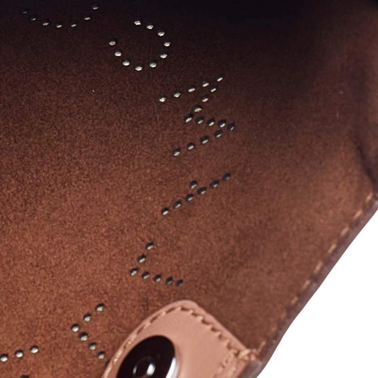 Pre Owned Stella McCartney Beige Faux Leather Mini Perforated Logo Crossbody Bag