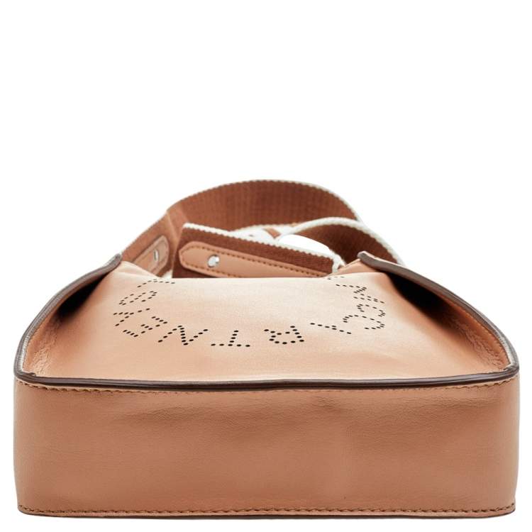 Pre Owned Stella McCartney Beige Faux Leather Mini Perforated Logo Crossbody Bag