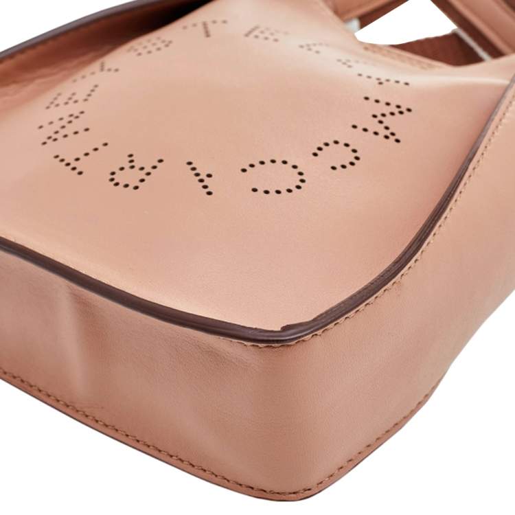Pre Owned Stella McCartney Beige Faux Leather Mini Perforated Logo Crossbody Bag