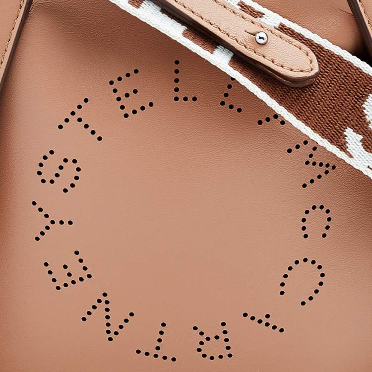 Pre Owned Stella McCartney Beige Faux Leather Mini Perforated Logo Crossbody Bag