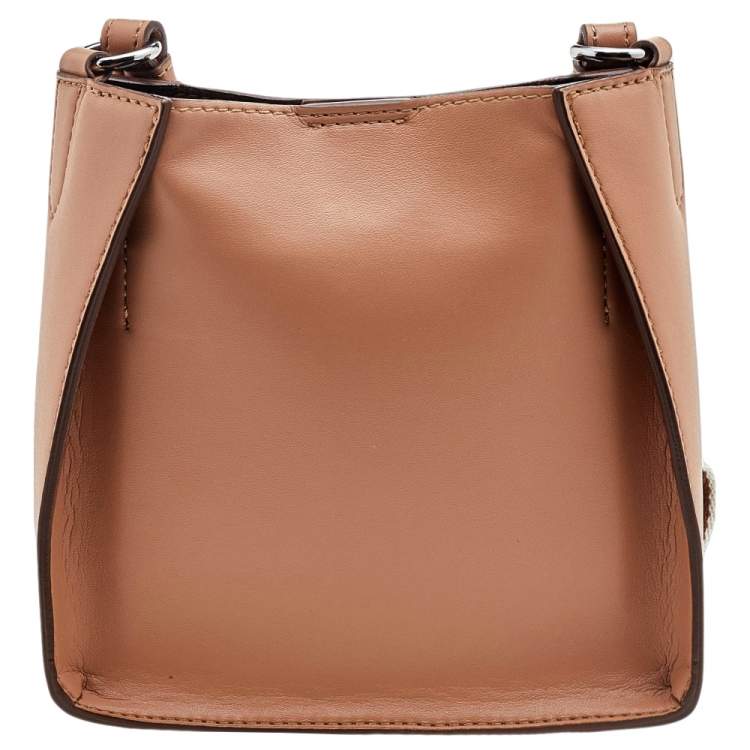 Pre Owned Stella McCartney Beige Faux Leather Mini Perforated Logo Crossbody Bag