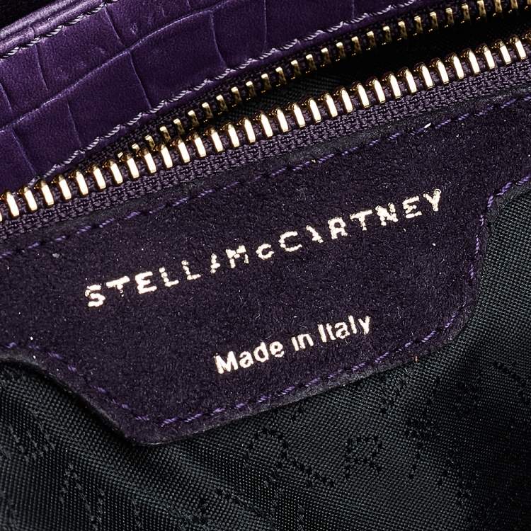 Pre Owned Stella McCartney Purple Faux Crocodile Leather Flap Crossbody Bag