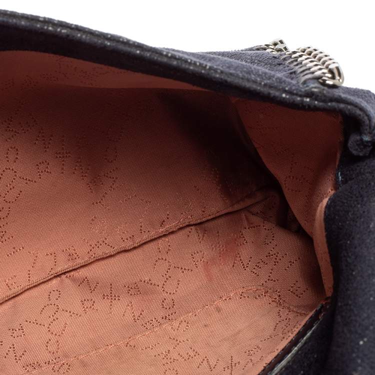 مملوكة مسبقًا Stella McCartney Navy Blue Faux Suede Falabella Flap Shoulder Bag