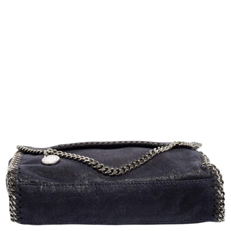 مملوكة مسبقًا Stella McCartney Navy Blue Faux Suede Falabella Flap Shoulder Bag
